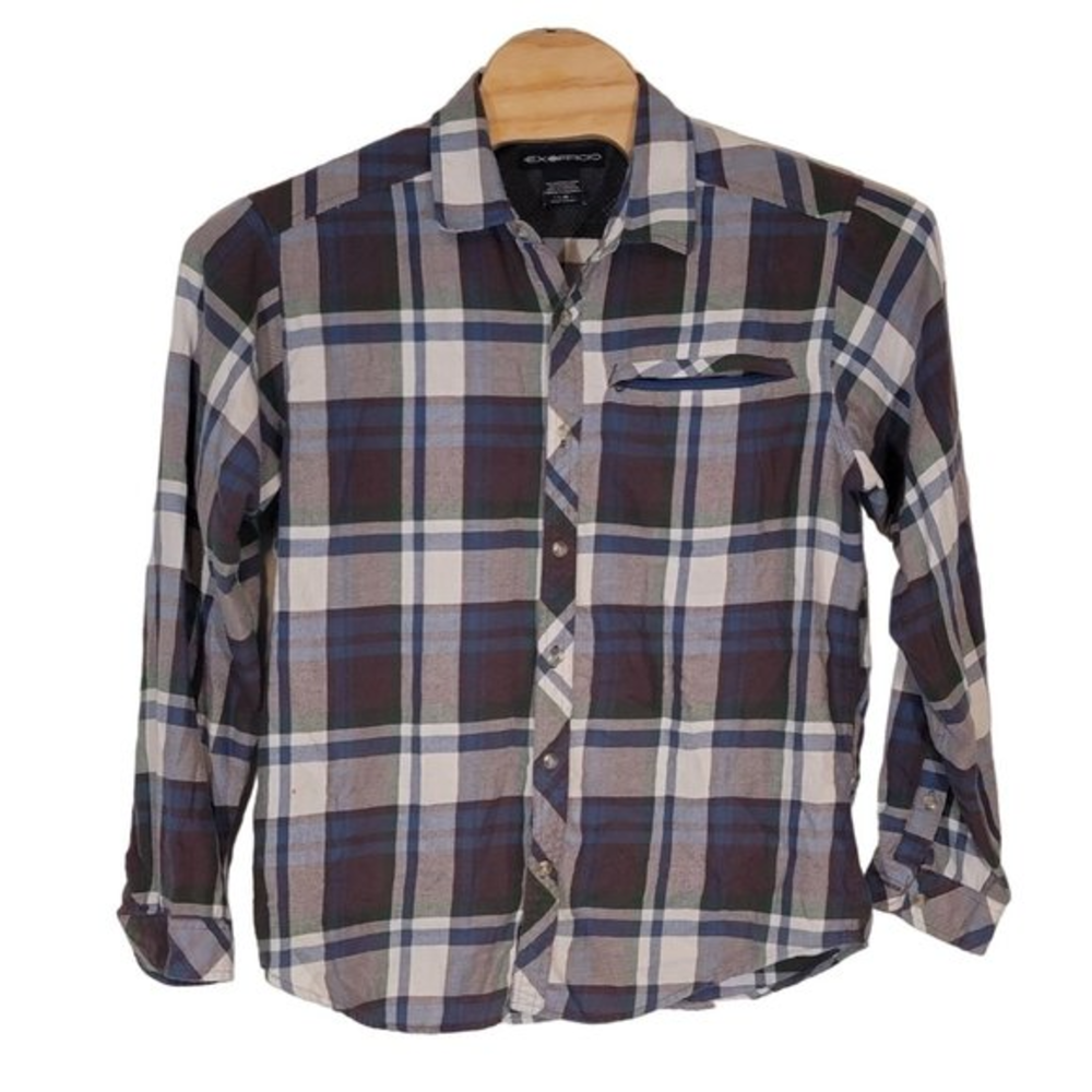 Exofficio Men's Long‎ Sleeve Plaid Flannel Shirt Size L/G